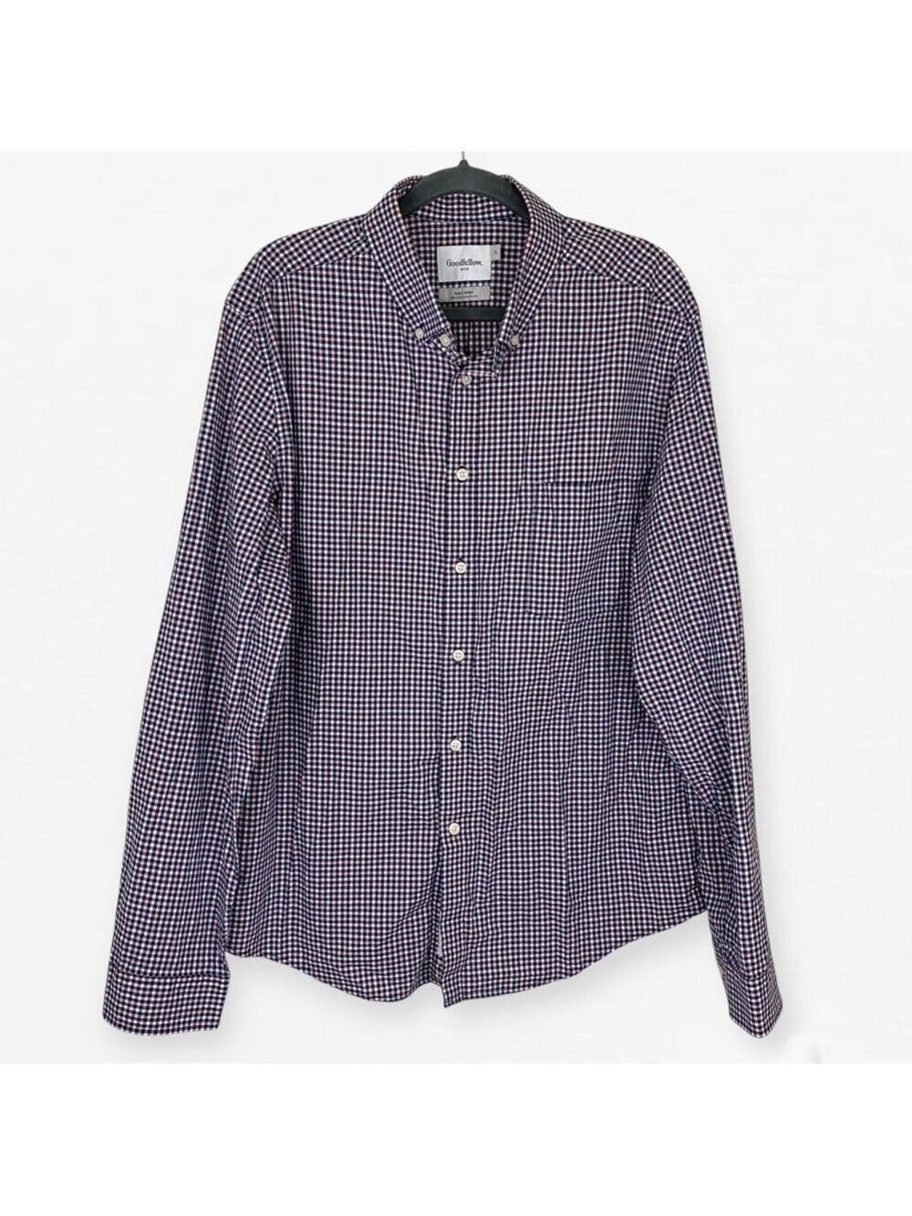 Goodfellow & Co navy pink small Gingham Casual dress button down slim fit Shirt